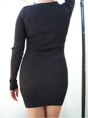 Express Black Knit Dress with Multicolor Metallic strands